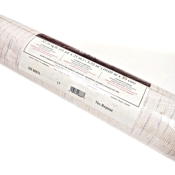 Norwall Solid Vinyl Wallcovering Textured Cream Blue Stripes 57.75 SQ FT - Picture 4 of 8